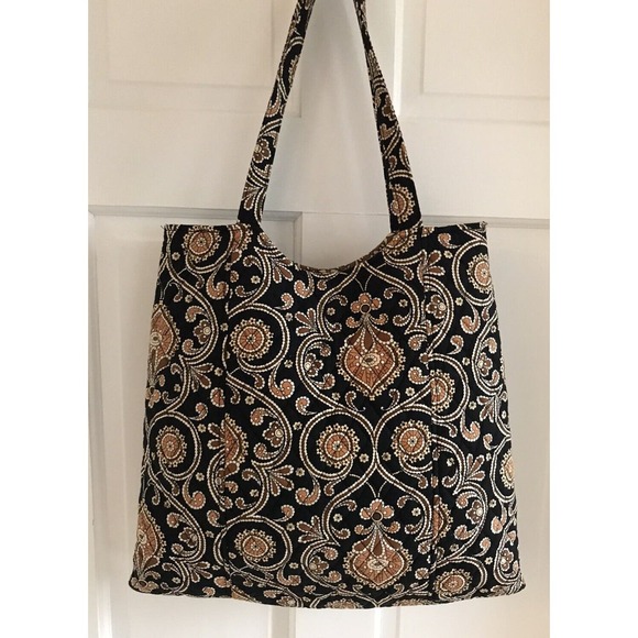 Vera Bradley Pattern-Retired TRENDY NEAT CURVY TOTE CAFF'E LATTE PURSE BAG - Picture 2 of 14